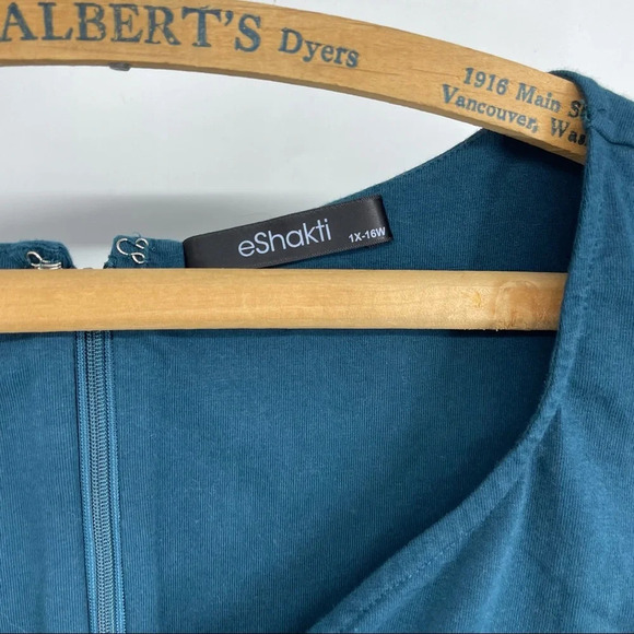 EShakti teal dress 16 or 1x with pockets. Sleeveless full skirt - Picture 4 of 4